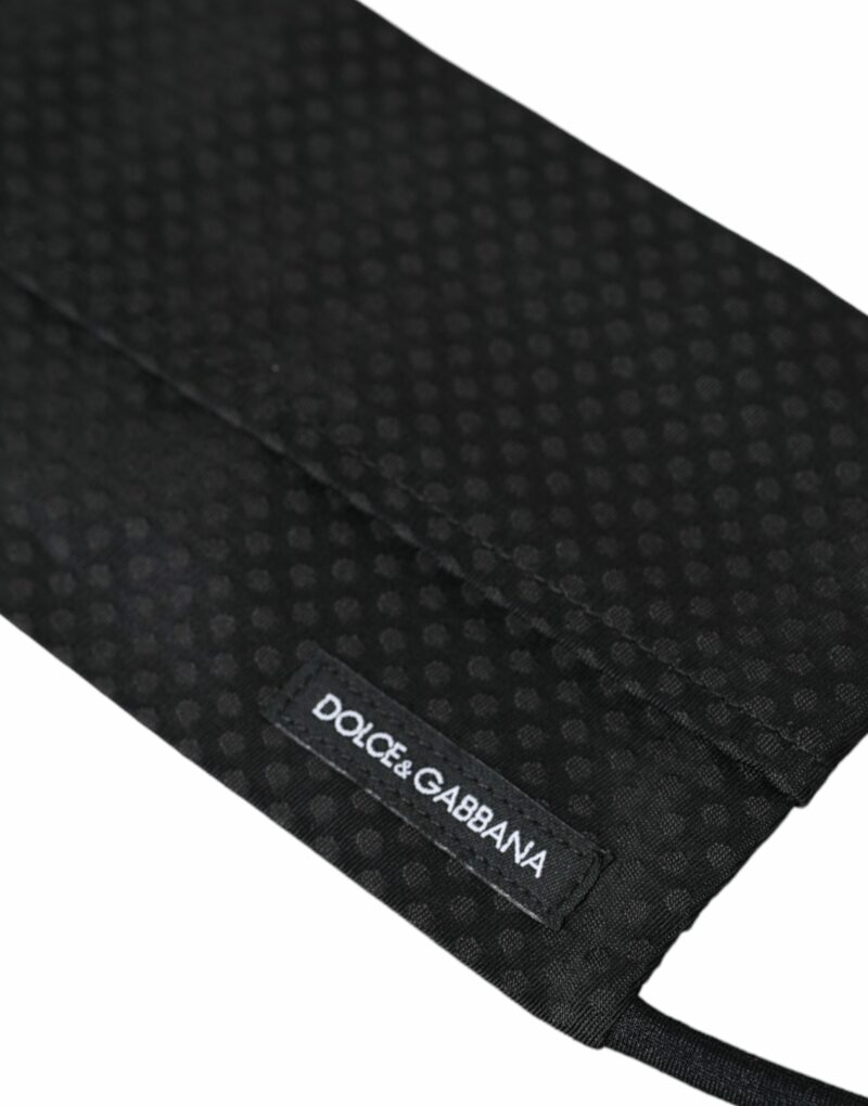 Dolce & Gabbana Black 100% Silk Adjustable Necktie Face Mask - Image 4