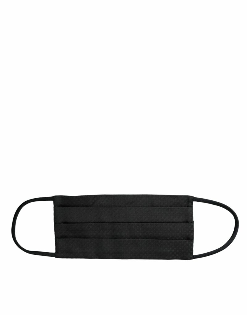 Dolce & Gabbana Black 100% Silk Adjustable Necktie Face Mask - Image 5