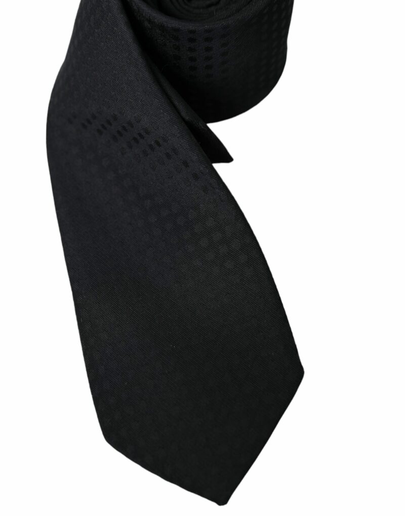 Dolce & Gabbana Black 100% Silk Adjustable Necktie Face Mask - Image 6
