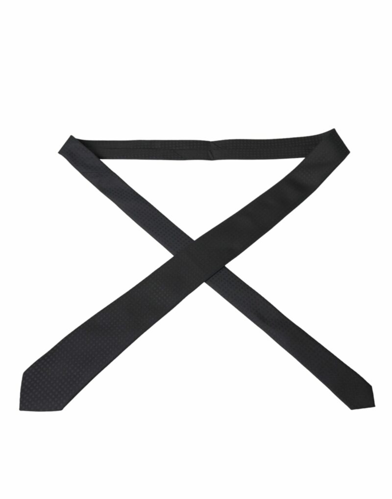 Dolce & Gabbana Black 100% Silk Adjustable Necktie Face Mask - Image 7