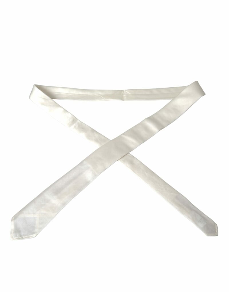 Dolce & Gabbana White Silk Blend Adjustable Tie Men - Image 3