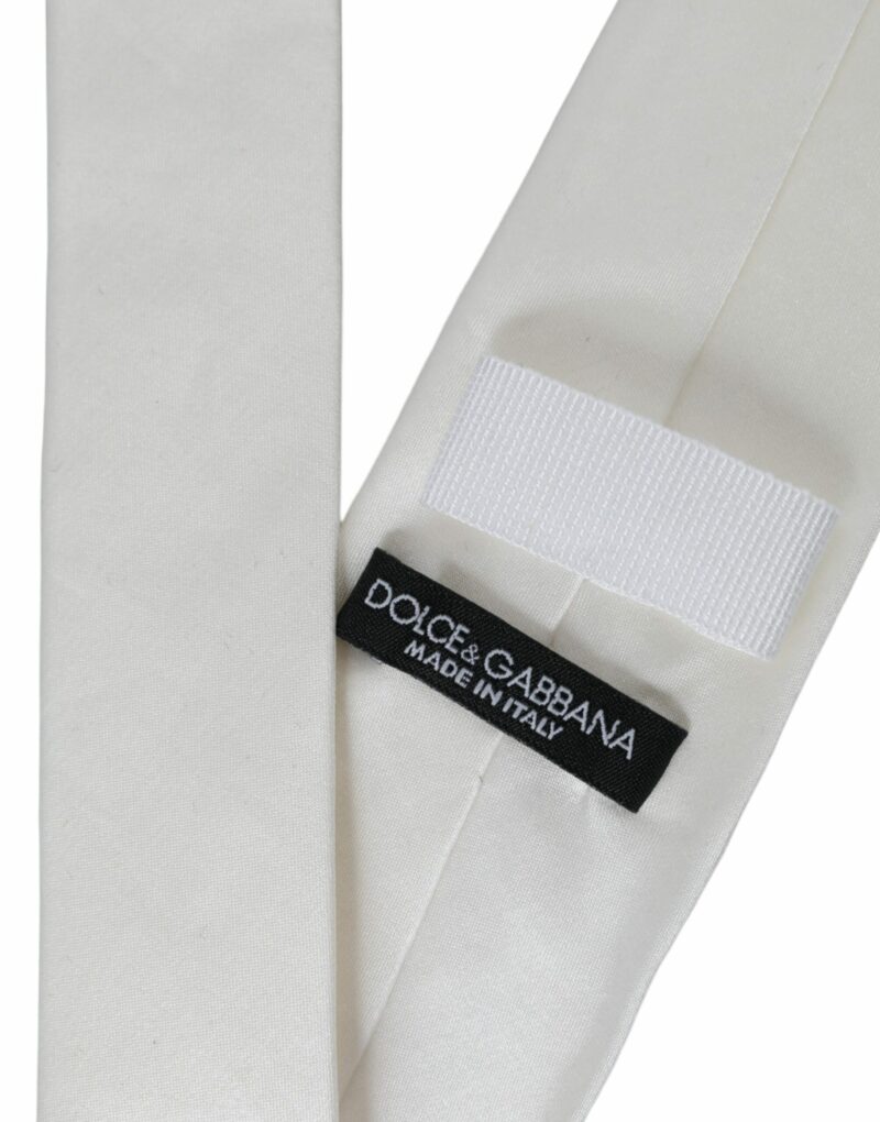 Dolce & Gabbana White Silk Blend Adjustable Tie Men - Image 5