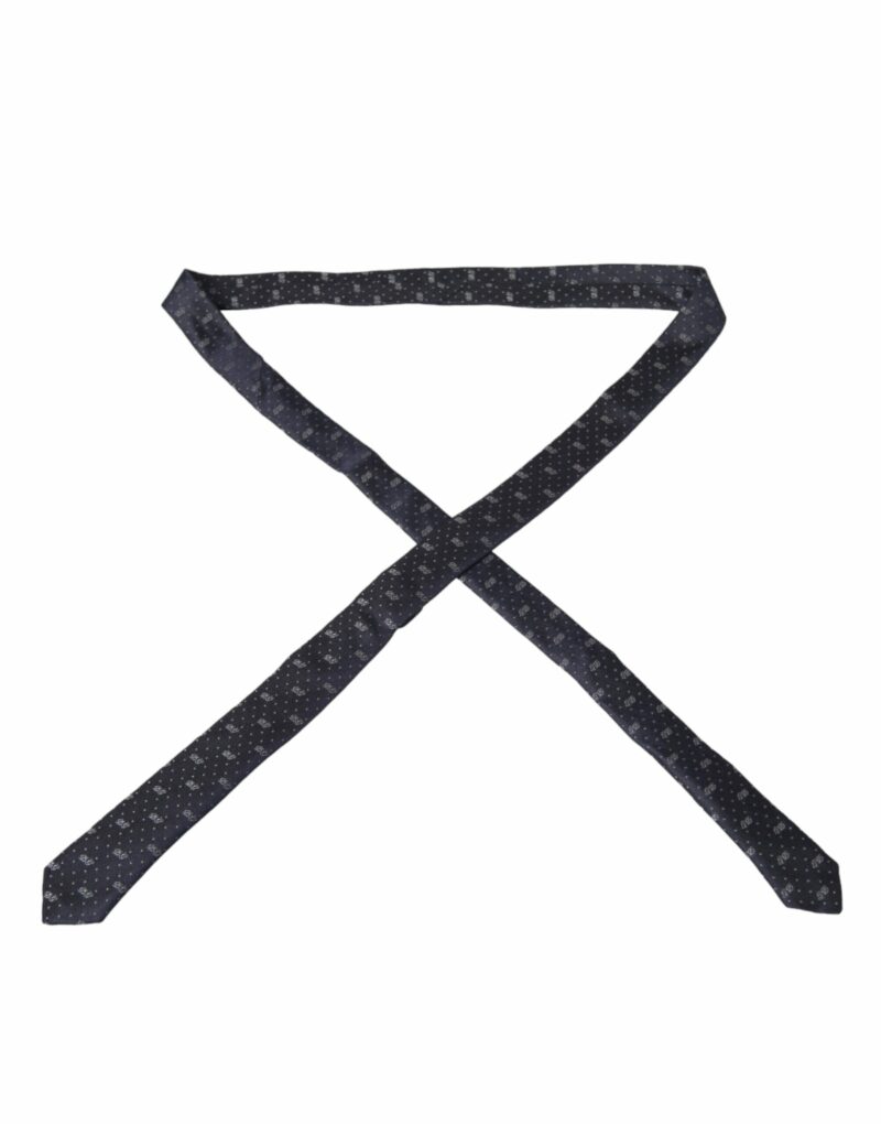 Dolce & Gabbana Blue DG Logo 100% Silk Adjustable Tie - Image 2