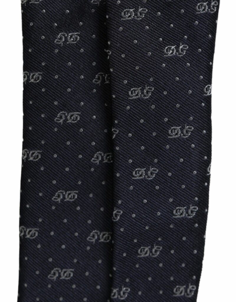 Dolce & Gabbana Blue DG Logo 100% Silk Adjustable Tie - Image 5