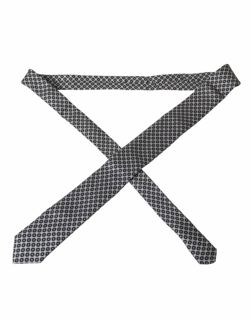 Dolce & Gabbana Black White Patterned Silk Adjustable Men Tie - Image 5