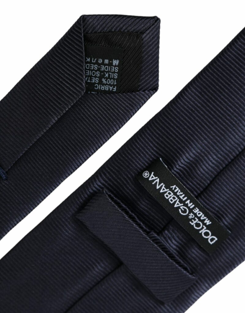 Dolce & Gabbana Blue Solid Silk Adjustable Tie Men - Image 2