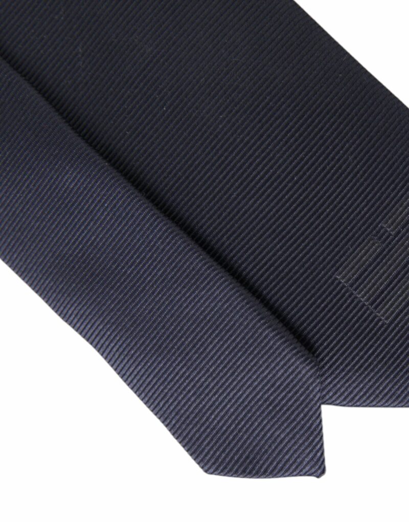 Dolce & Gabbana Blue Solid Silk Adjustable Tie Men - Image 4