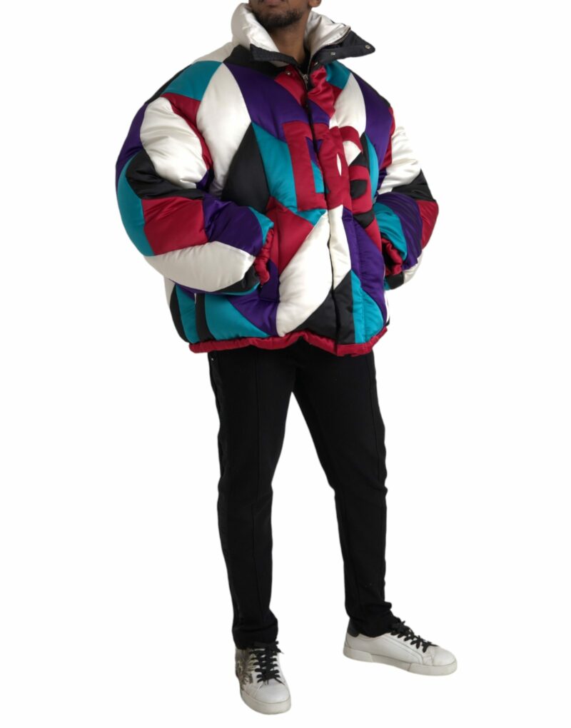 Dolce & Gabbana Multicolor Logo Windbreaker Puffer Jacket - Image 2