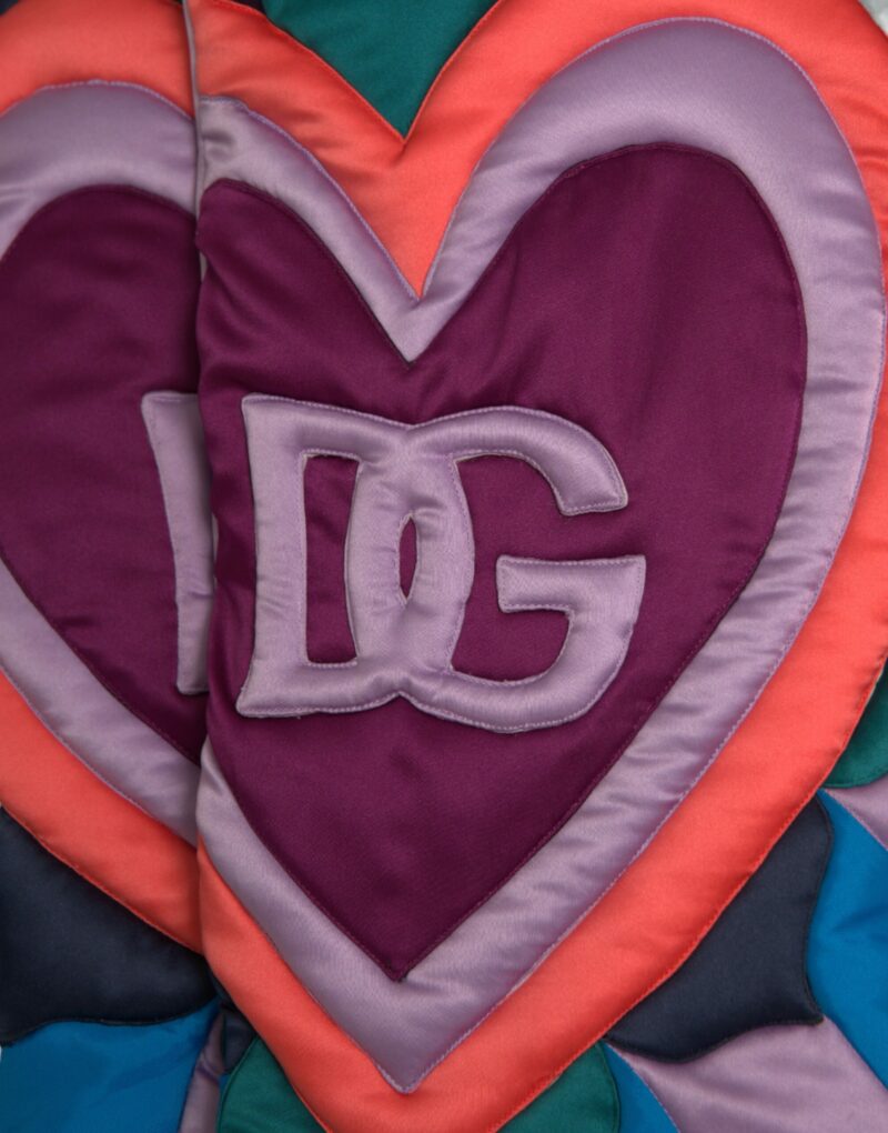 Dolce & Gabbana Multicolor Heart Logo Hooded Puffer Jacket - Image 5