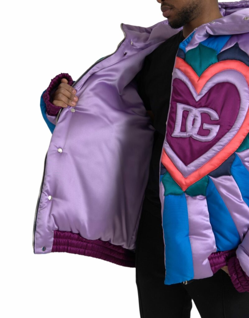 Dolce & Gabbana Multicolor Heart Logo Hooded Puffer Jacket - Image 6