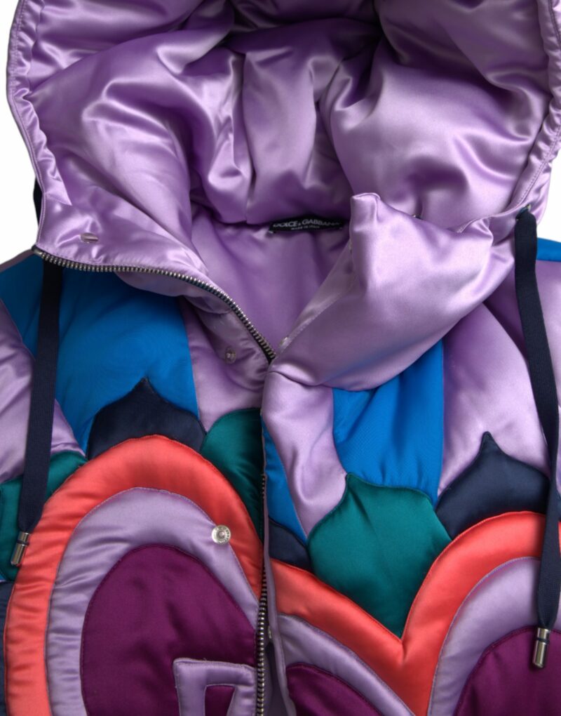 Dolce & Gabbana Multicolor Heart Logo Hooded Puffer Jacket - Image 8