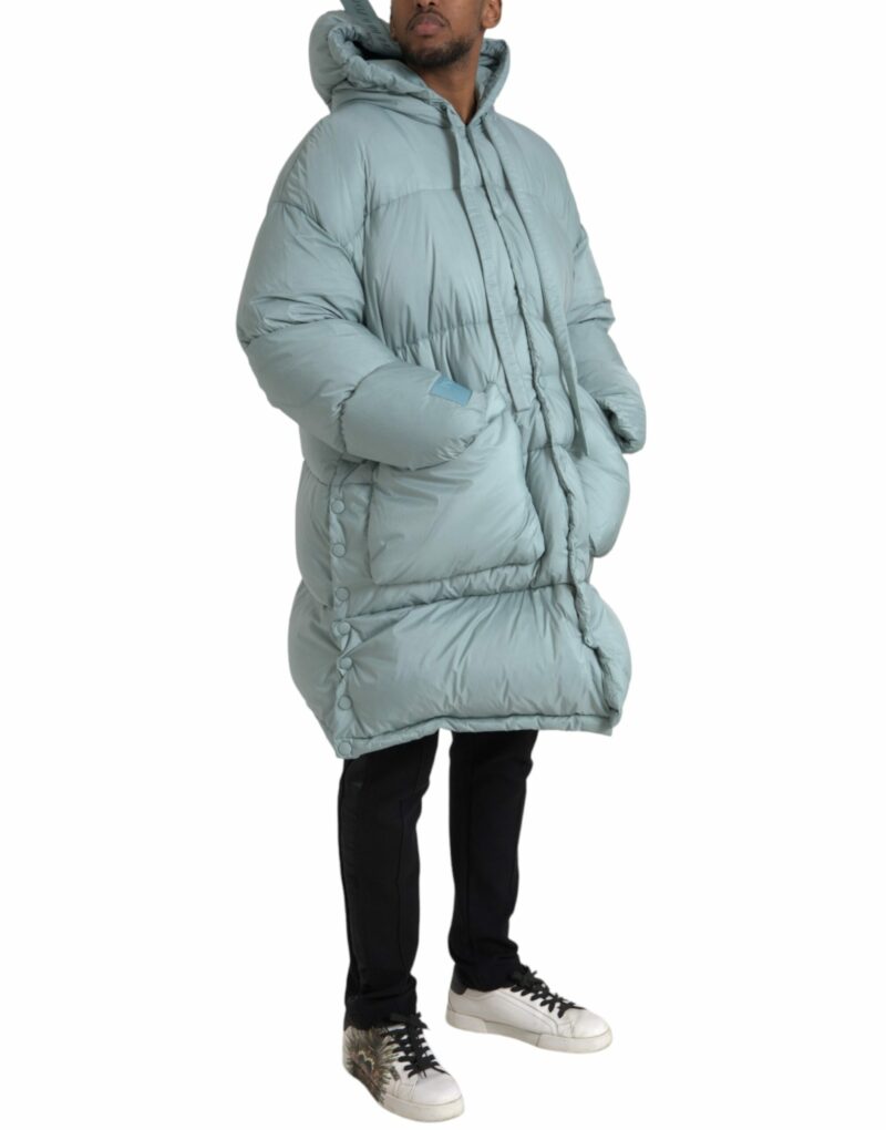 Dolce & Gabbana Light Blue Quilted Hooded Puffer Jacket Men - Image 2