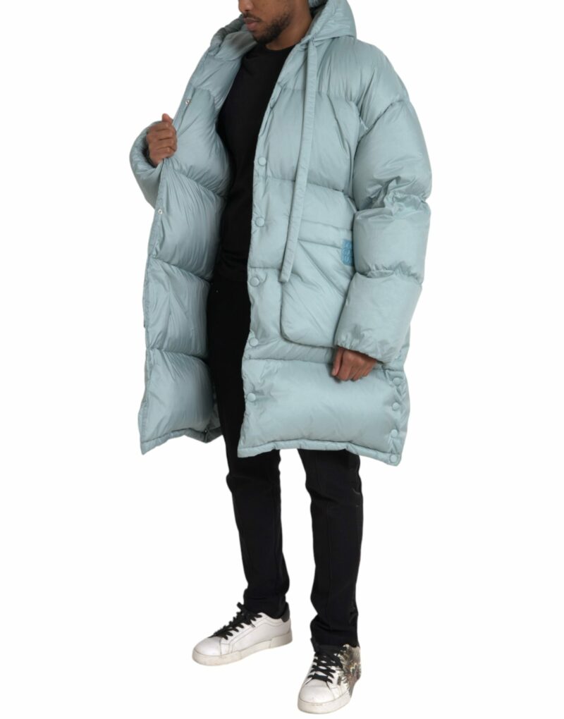 Dolce & Gabbana Light Blue Quilted Hooded Puffer Jacket Men - Image 7