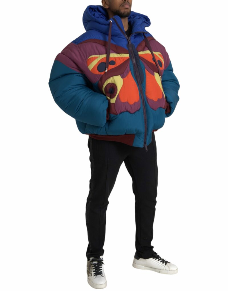 Dolce & Gabbana Multicolor Butterfly Hooded Puffer Jacket - Image 2