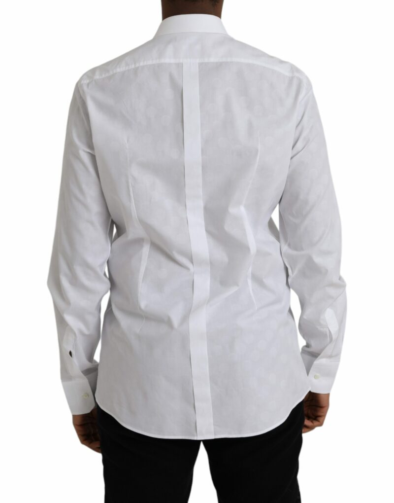 Dolce & Gabbana White Polka Dotted Cotton Dress GOLD Shirt - Image 3