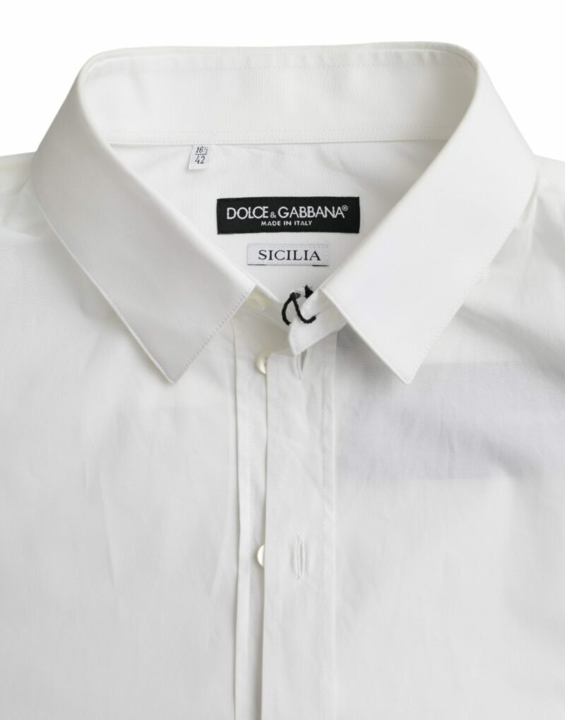 Dolce & Gabbana White Cotton Formal Dress Top SICILIA Shirt - Image 6