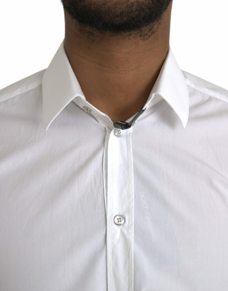Dolce & Gabbana White Cotton Long Sleeve Dress MARTINI Shirt - Image 4