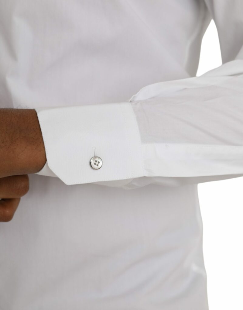 Dolce & Gabbana White Cotton Long Sleeve Dress MARTINI Shirt - Image 5