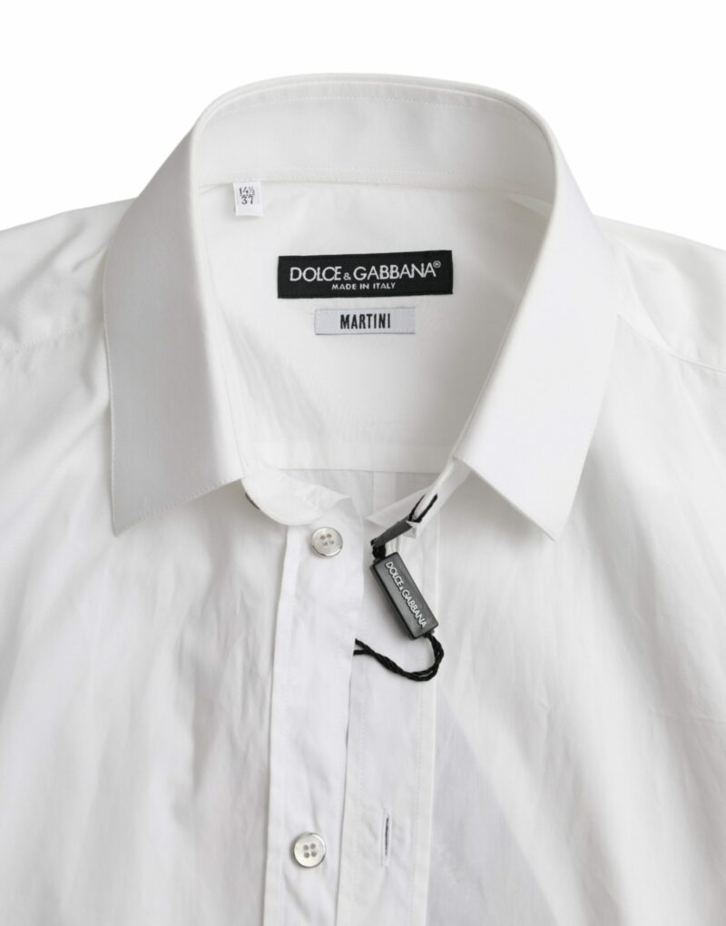 Dolce & Gabbana White Cotton Long Sleeve Dress MARTINI Shirt - Image 6