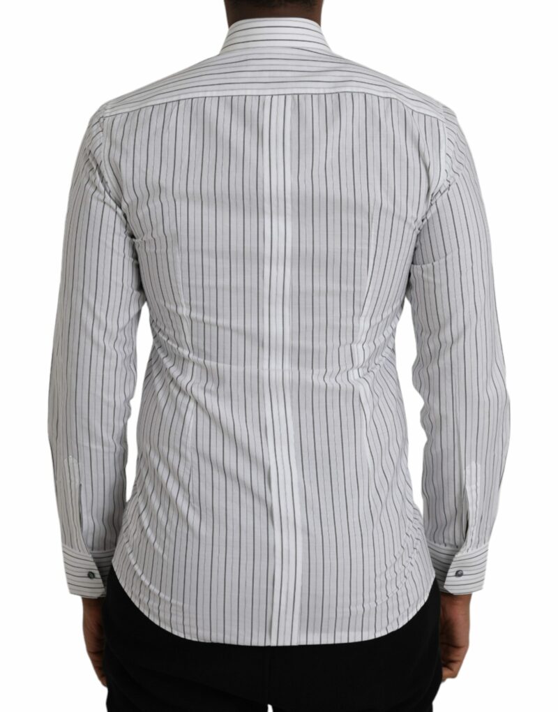 Dolce & Gabbana Black White Striped Formal Dress GOLD Shirt - Image 2