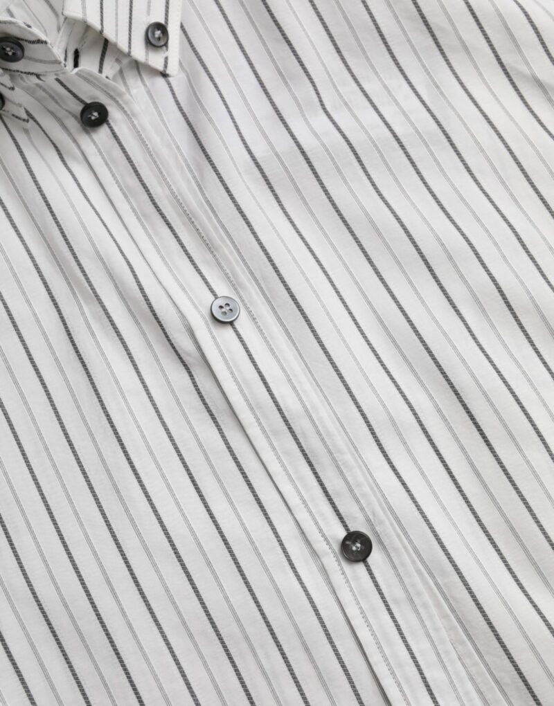Dolce & Gabbana Black White Striped Formal Dress GOLD Shirt - Image 8