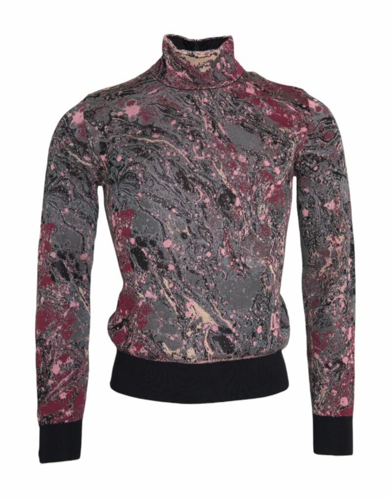 Dolce & Gabbana Multicolor Graphic Turtle Neck Men Sweater - Image 3