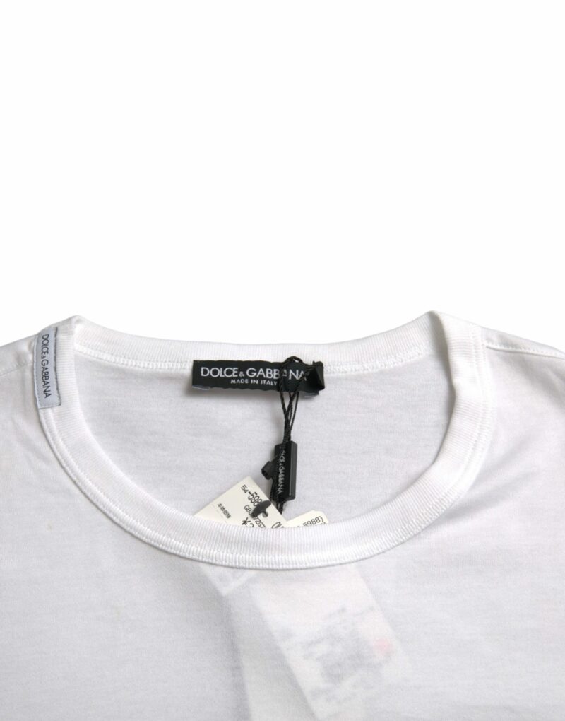 Dolce & Gabbana White Logo Embroidery Short Sleeve T-shirt - Image 3