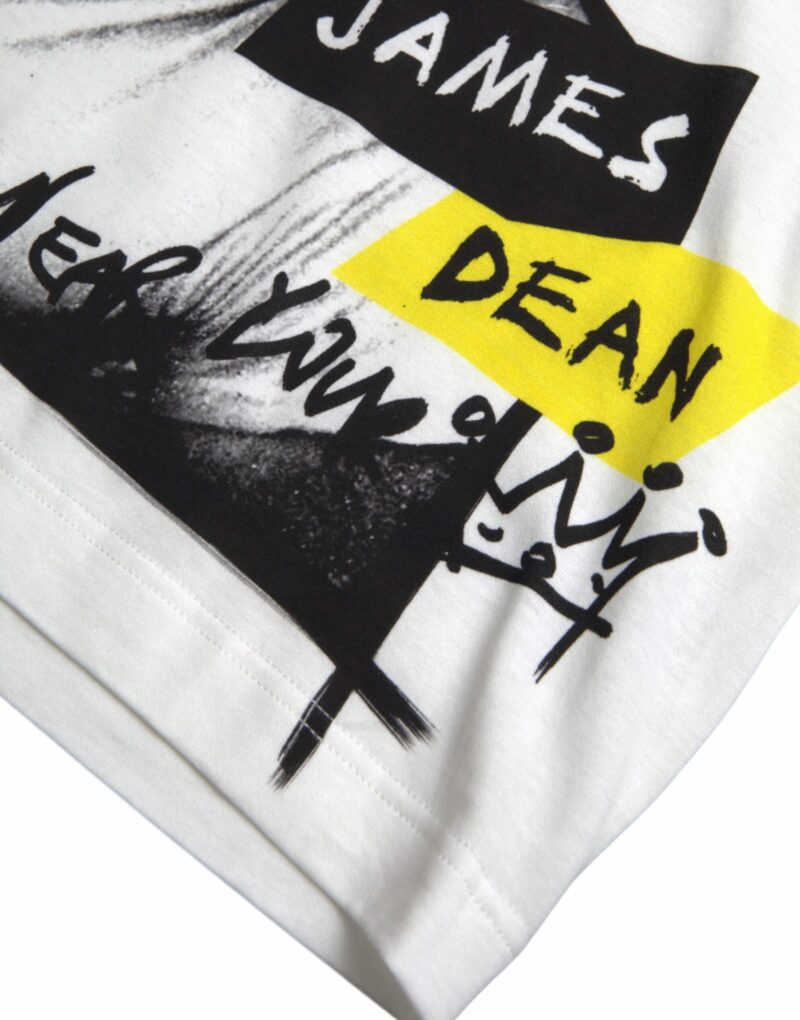 Dolce & Gabbana White Graphic Cotton Short Sleeves Men T-shirt - Image 2