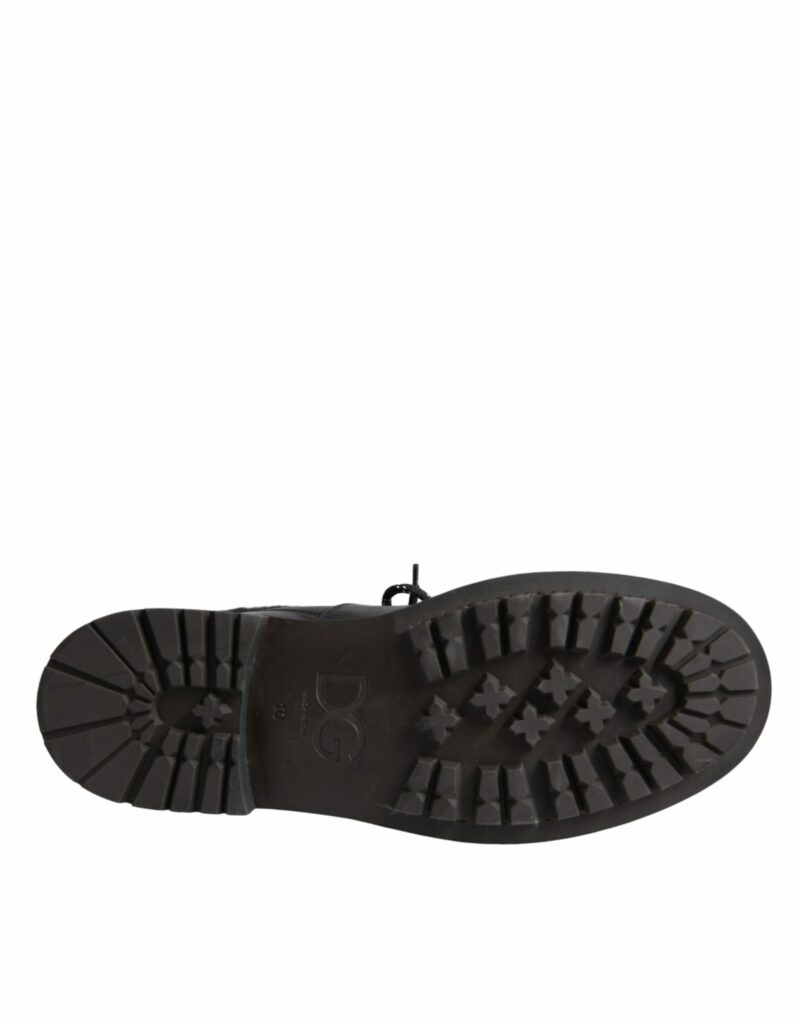 Dolce & Gabbana Black Leather Bernini Shearling Boots Shoes - Image 6