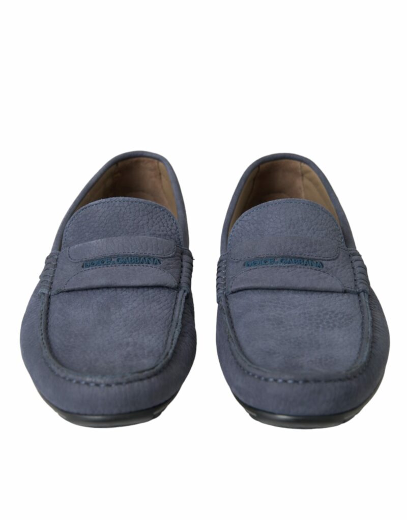 Dolce & Gabbana Blue Calf Leather Slip On Moccasin Shoes - Image 2