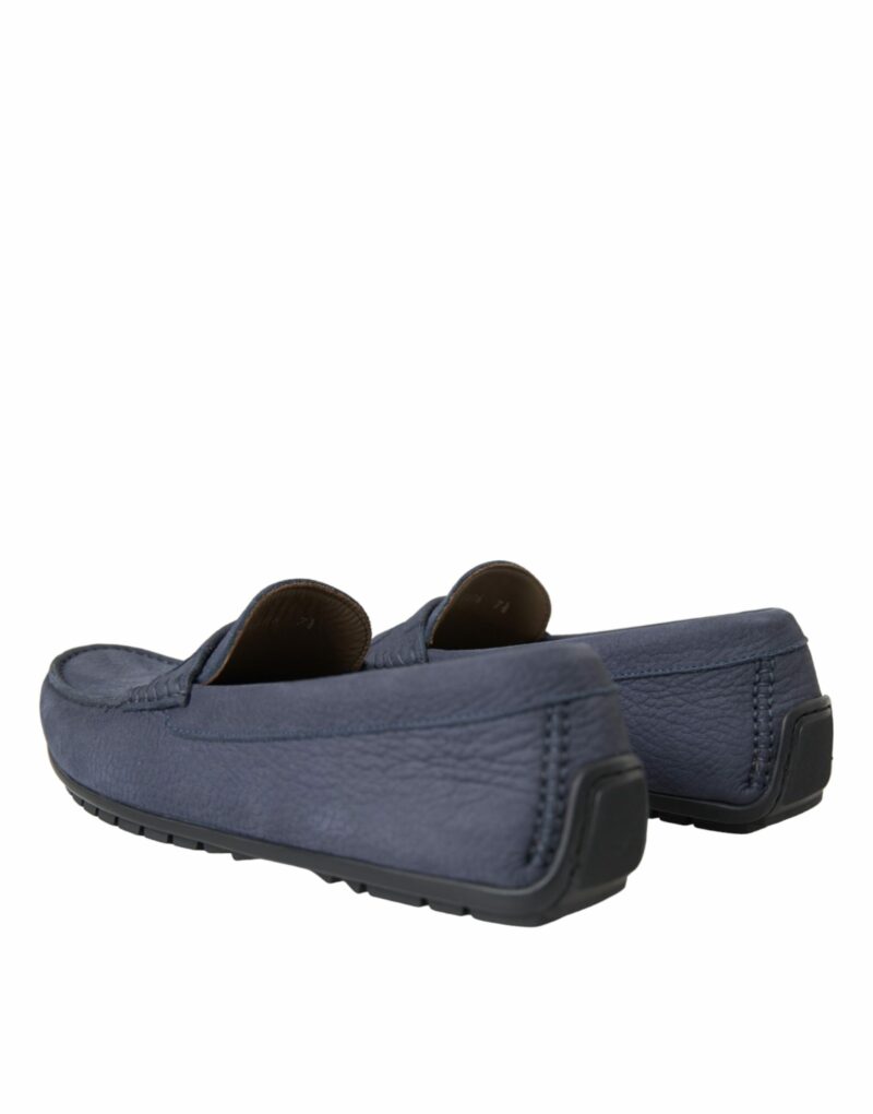 Dolce & Gabbana Blue Calf Leather Slip On Moccasin Shoes - Image 4