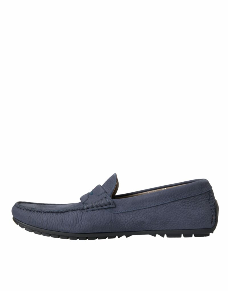 Dolce & Gabbana Blue Calf Leather Slip On Moccasin Shoes - Image 5