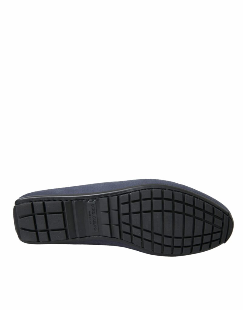 Dolce & Gabbana Blue Calf Leather Slip On Moccasin Shoes - Image 6
