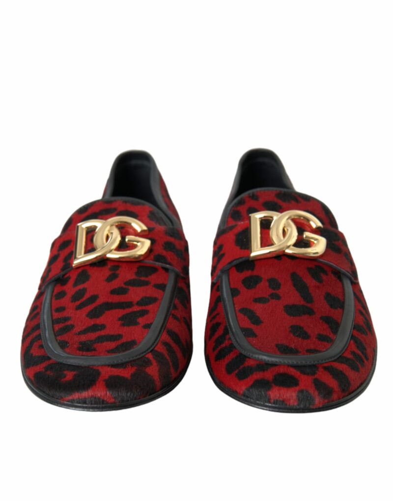 Dolce & Gabbana Red Black Leopard DG Loafers Formal Men Shoes - Image 2