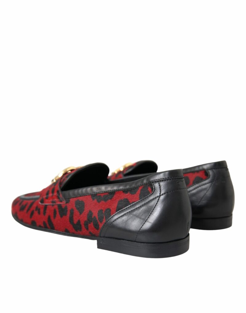 Dolce & Gabbana Red Black Leopard DG Loafers Formal Men Shoes - Image 4