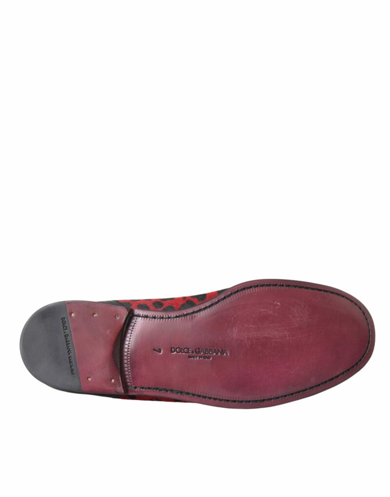 Dolce & Gabbana Red Black Leopard DG Loafers Formal Men Shoes - Image 6