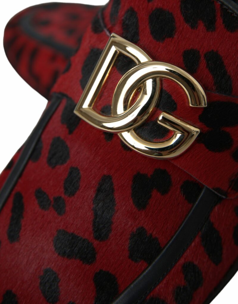 Dolce & Gabbana Red Black Leopard DG Loafers Formal Men Shoes - Image 8