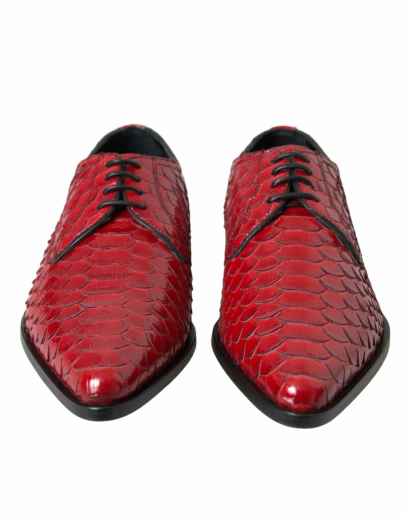 Dolce & Gabbana Red Textured Varnished Derby Men Formal Shoes - Image 2