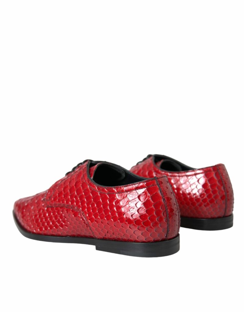 Dolce & Gabbana Red Textured Varnished Derby Men Formal Shoes - Image 4