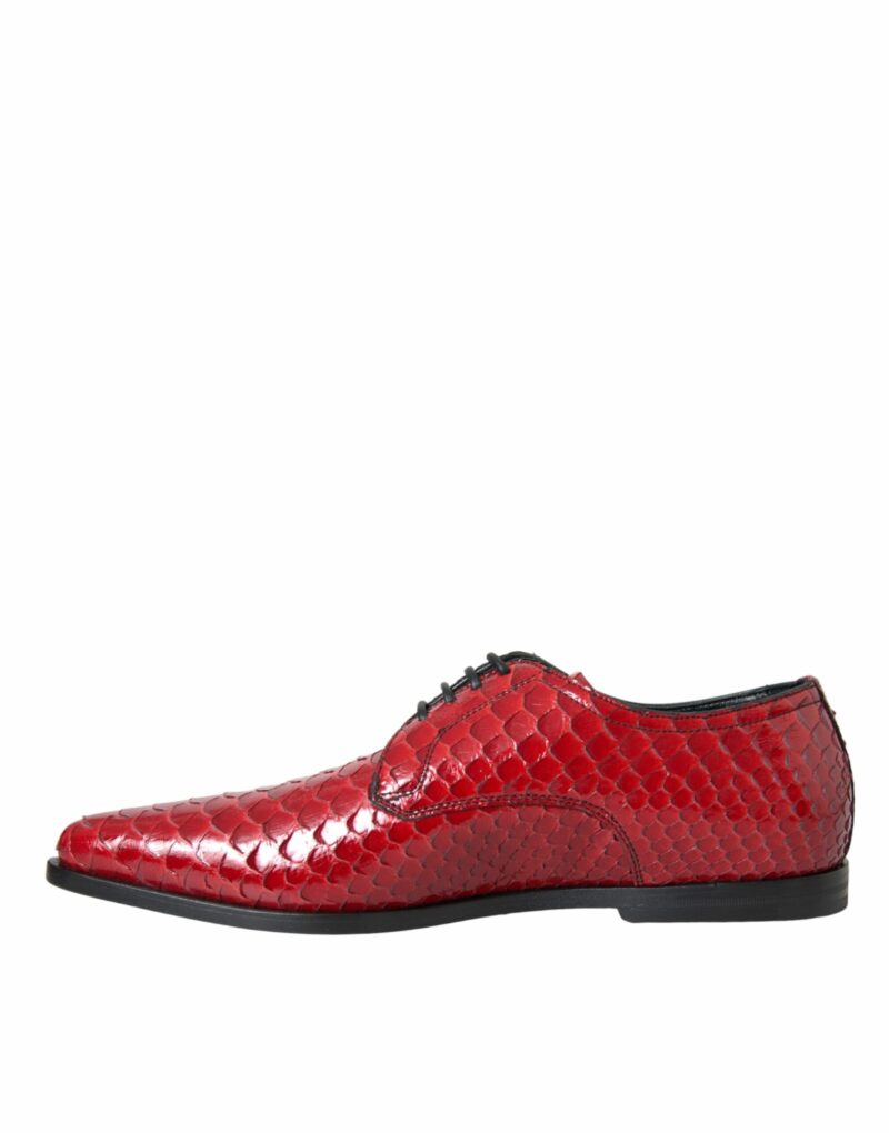 Dolce & Gabbana Red Textured Varnished Derby Men Formal Shoes - Image 5