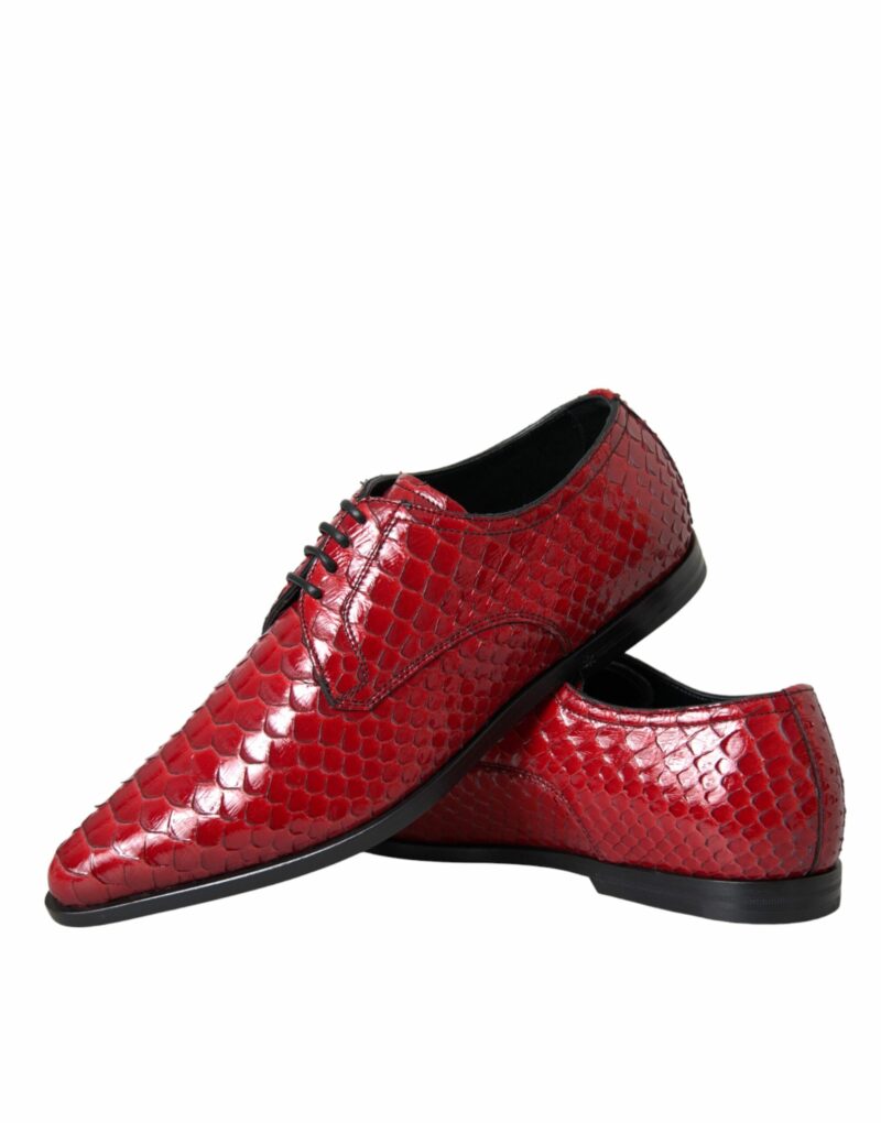 Dolce & Gabbana Red Textured Varnished Derby Men Formal Shoes - Image 6