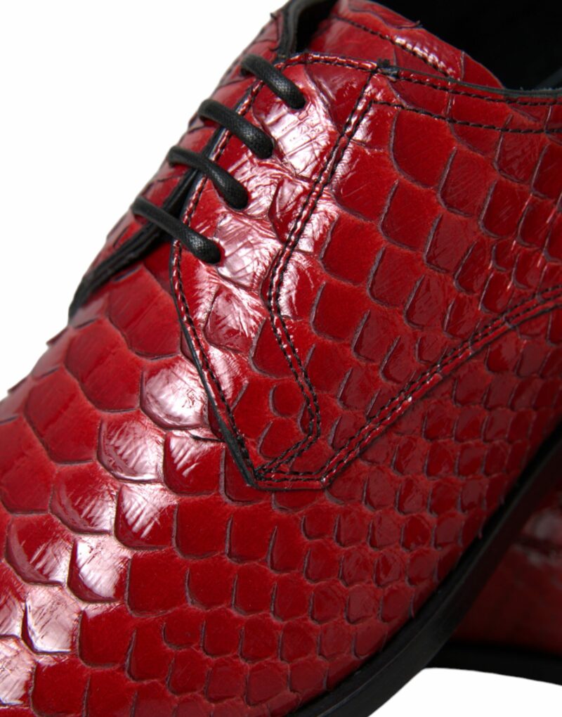Dolce & Gabbana Red Textured Varnished Derby Men Formal Shoes - Image 7