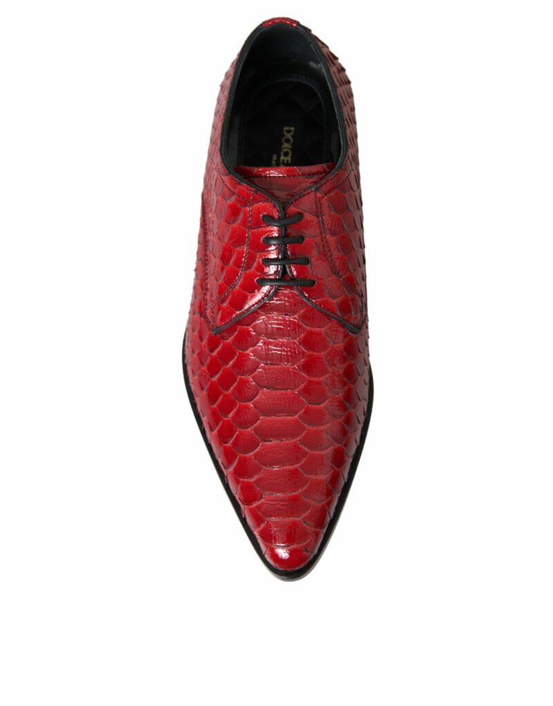 Dolce & Gabbana Red Textured Varnished Derby Men Formal Shoes - Image 8