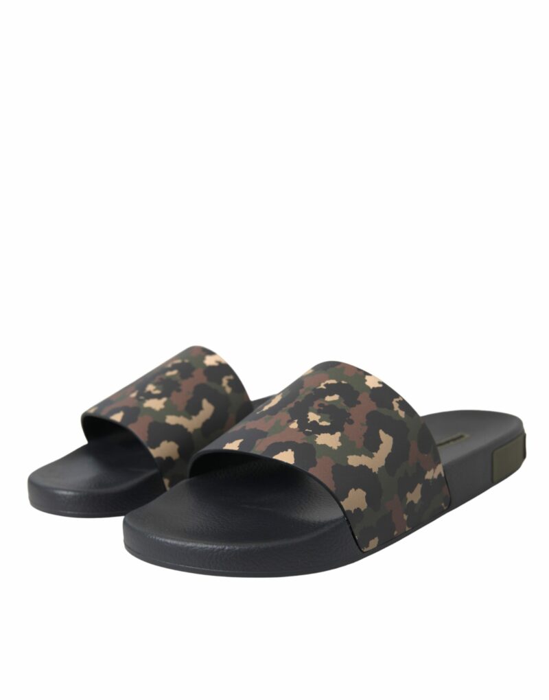 Dolce & Gabbana Multicolor Camouflage Leather Beachwear Men Shoes - Image 3