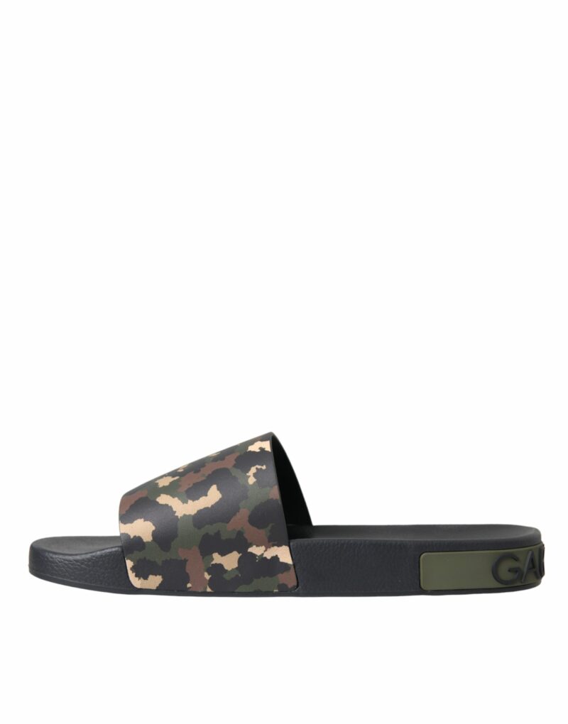Dolce & Gabbana Multicolor Camouflage Leather Beachwear Men Shoes - Image 5