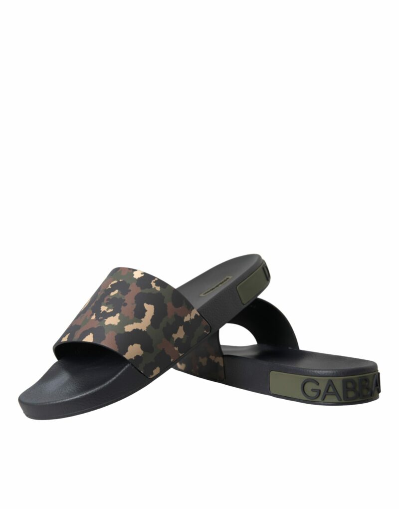 Dolce & Gabbana Multicolor Camouflage Leather Beachwear Men Shoes - Image 7