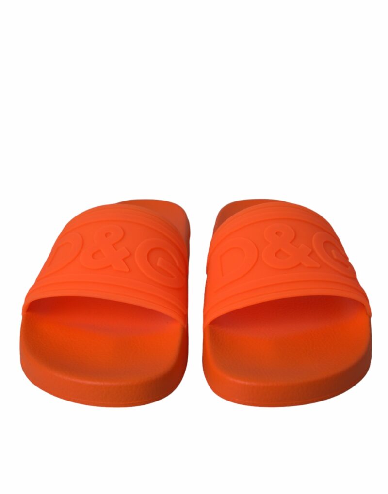 Dolce & Gabbana Orange Rubber Slides Sandals Beachwear Shoes - Image 2