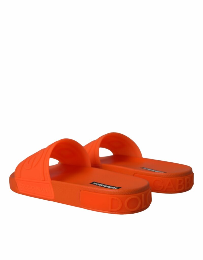 Dolce & Gabbana Orange Rubber Slides Sandals Beachwear Shoes - Image 4