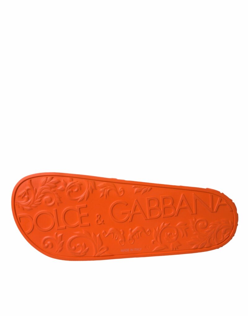 Dolce & Gabbana Orange Rubber Slides Sandals Beachwear Shoes - Image 6