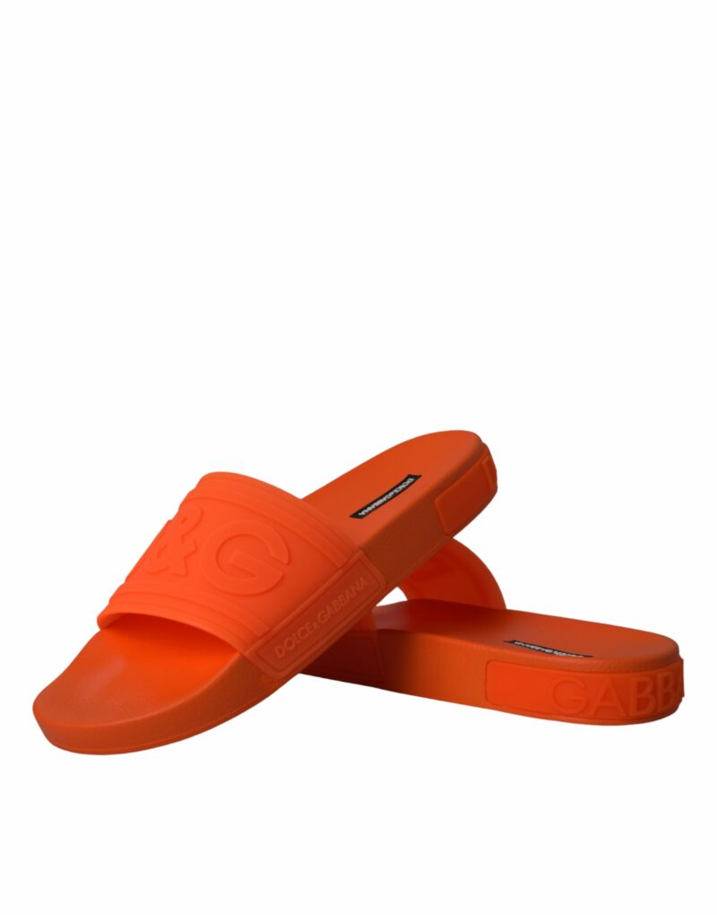 Dolce & Gabbana Orange Rubber Slides Sandals Beachwear Shoes - Image 7